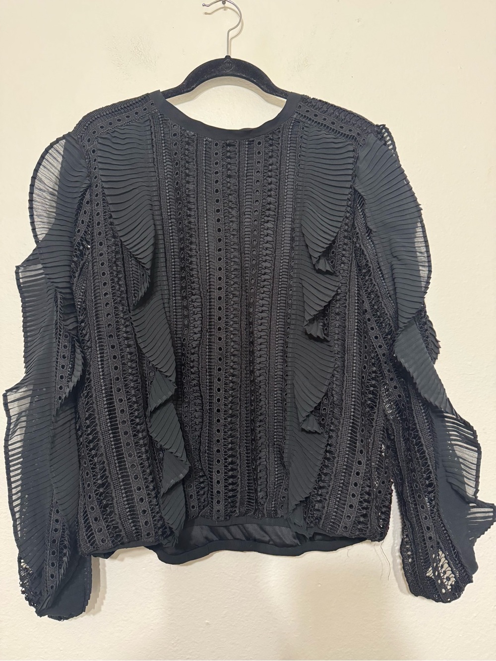 Calligraphie Ruffle Long Sleeve Blouse XL